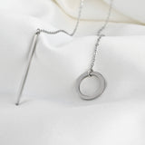 Circle Bar Y Necklace - Geometric Lariat Pendant