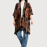 Velvet Floral Kimono - Terracotta