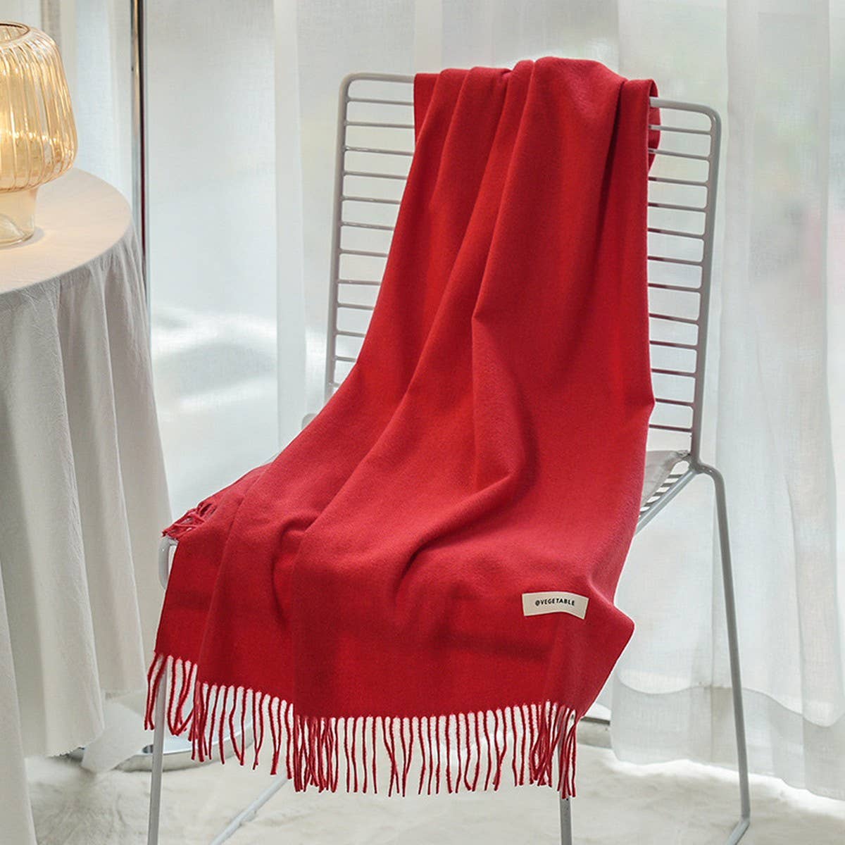 Solid Color Cashmere-Feel Fringe Shawl Scarf