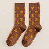Vintage Flower Print Mid-Calf Socks