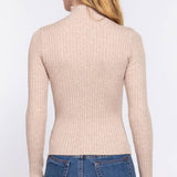 Long Sleeve High-Neck Fitted Sweater