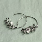 Botanical Leaf Hoop Earrings - Brass