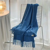 Solid Color Cashmere-Feel Fringe Shawl Scarf