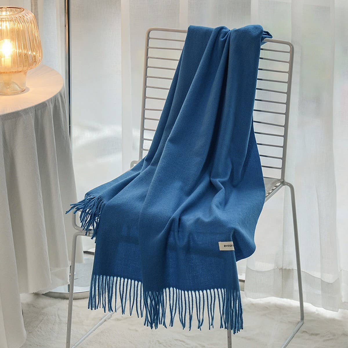 Solid Color Cashmere-Feel Fringe Shawl Scarf