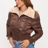 Metro Puff Luxe Bomber - Brown
