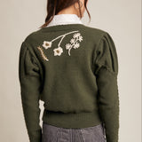 Vintage Floral Cardiagn - Dark Olive