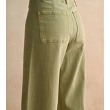 Straight Wide Leg Denim Pants - Dusty Sage