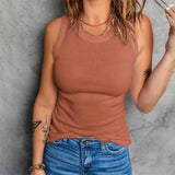 Sleeveless Basic Cami Tank Top - Light Brown