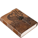 Peacock Embossed Leather Journal diary with 200 pages