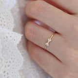 Silver 14k Gold Plated Bow Zirconia Ring