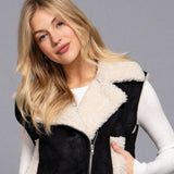 Faux Suade Inner Zip Up Vest