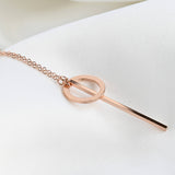 Circle Bar Y Necklace - Geometric Lariat Pendant