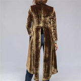 Vintage Style Velvet Split Vent Duster - Goldenrod