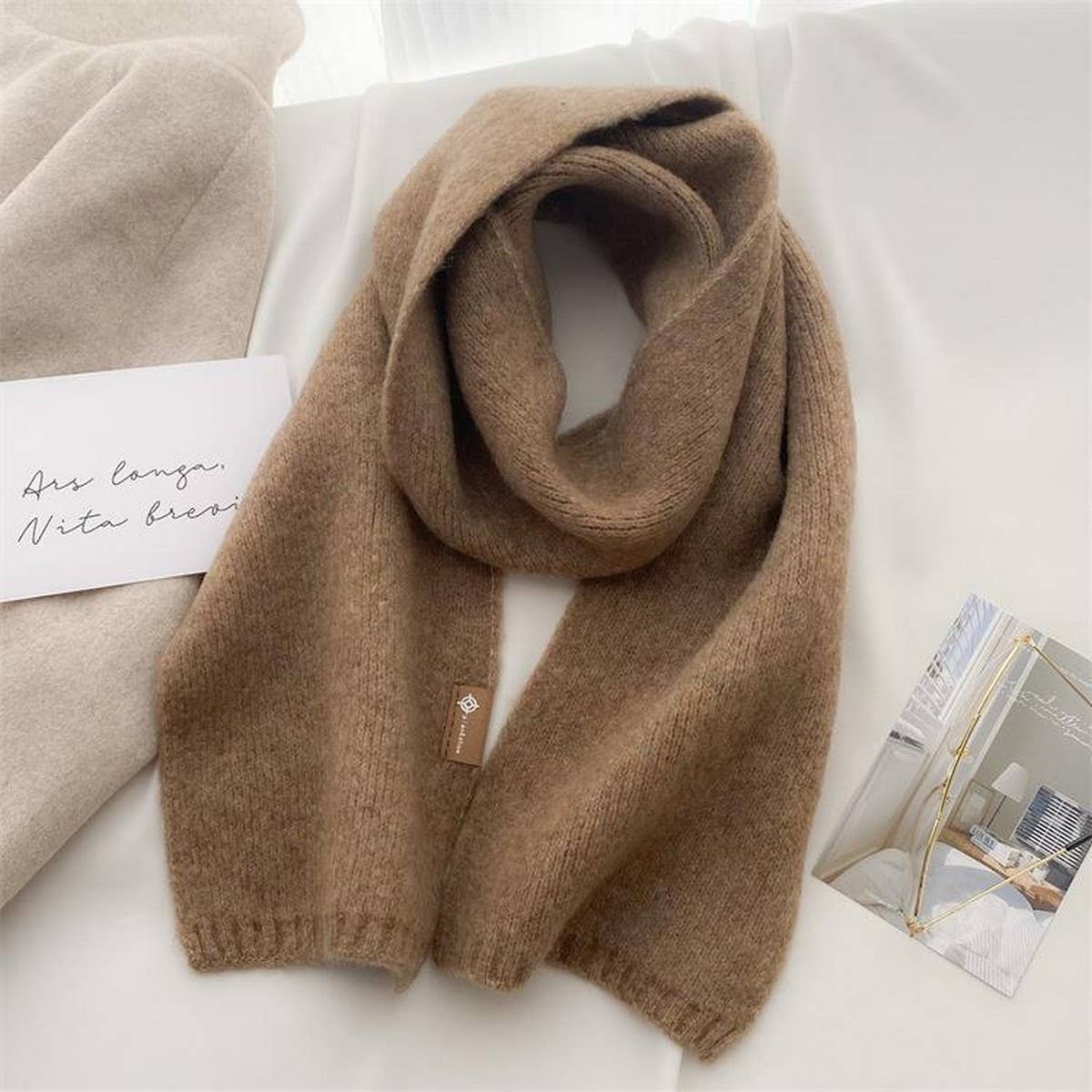 Wool Blend Cashmere-Feel Neck Scarf