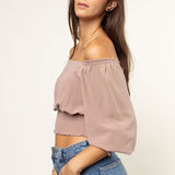 Chiffon Off-Shoulder Blouse