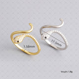 S925 Silver Snake Shape Single Black Eye Zirconia Ring