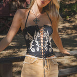Clementine Stretch Embroidered Western Corset Top