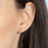 Drop Shaped Opal and Zirconia Huggie Earrings - Gold