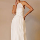 Apron Neck Midi Dress With Corset Waist