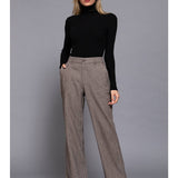 Herringbone Straight Fit Pants - Khaki