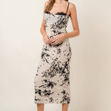 Burn Out Velvet Floral Mesh Midi Dress
