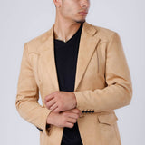 Slim Fit Suede Blazer - Tan
