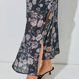 Floral Print Satin Maxi Skirt