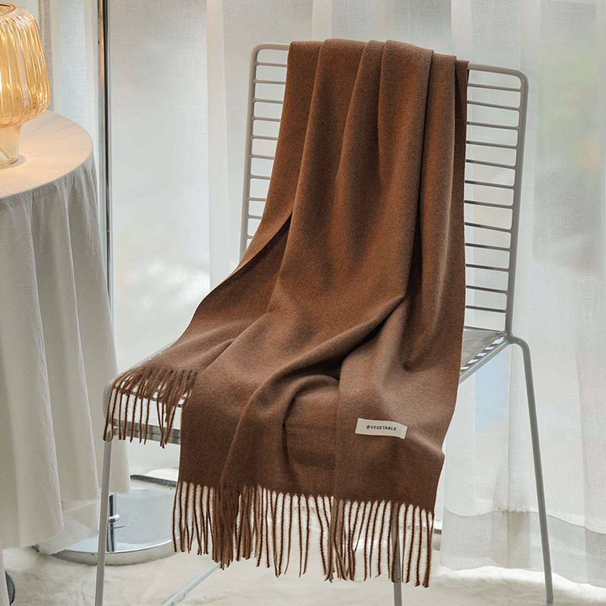 Solid Color Cashmere-Feel Fringe Shawl Scarf