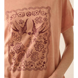 Vintage-Print Graphic Tee - Salmon Rose