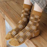 Vintage Flower Print Mid-Calf Socks