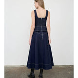 Lace-Up Denim Corset top - Dark Wash