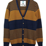 Men's Navy Caramel Striped Cardigan