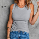 Sleeveless Basic Cami Tank Top - Gray