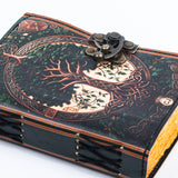 Vintage Leather Journal Notebook with Tree Print