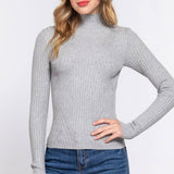 Long Sleeve High-Neck Fitted Sweater