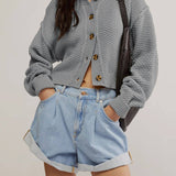STYLISH LOOSE KNIT SINGLE-BREASTED CARDIGAN