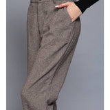 Herringbone Straight Fit Pants - Khaki