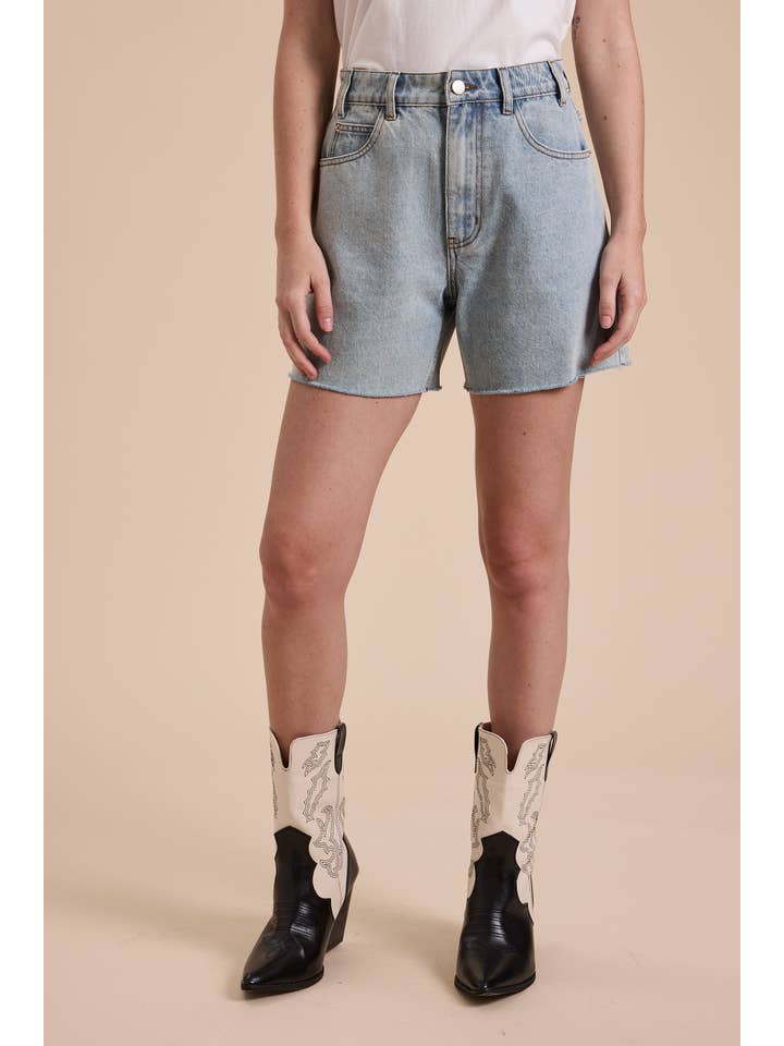 Washed Denim Shorts - Light Wash