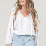 Eyelet Embroidered Button Front Blouse