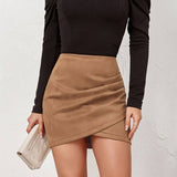 Draped Wrap Mini Skirt