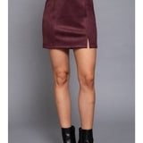Belted Vegan Suede Mini Skirt