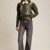 Vintage Floral Cardiagn - Dark Olive