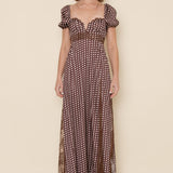 Polka Dot Maxi Dress - Brown combo