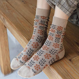 Vintage Flower Print Mid-Calf Socks