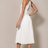 Apron Neck Midi Dress With Corset Waist