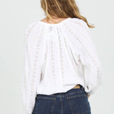 Eyelet Embroidered Button Front Blouse