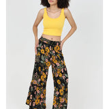 Wide Leg Lace Detail Tie Waist Pants