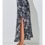 Floral Print Satin Maxi Skirt