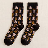 Vintage Flower Print Mid-Calf Socks