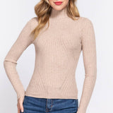 Long Sleeve High-Neck Fitted Sweater